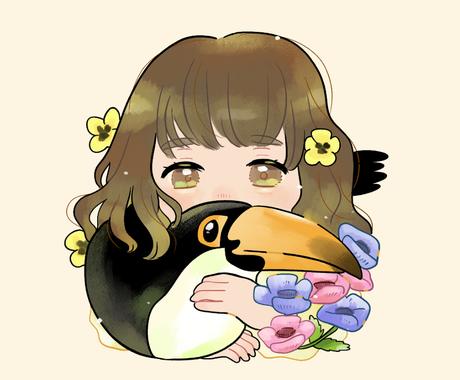 マスク着用写真で似顔絵アイコン描きます 好きなモチーフと一緒に 可愛い顔隠しイラストをお届け アイコン作成 ココナラ