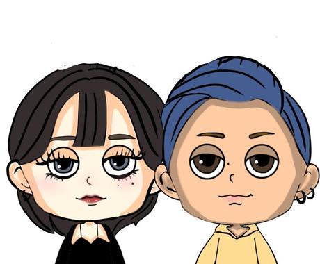 かわいいポップな似顔絵 イラストを提供します カップルの方や Snsのアイコンなど自分だけのキャラクターを 似顔絵作成 ココナラ