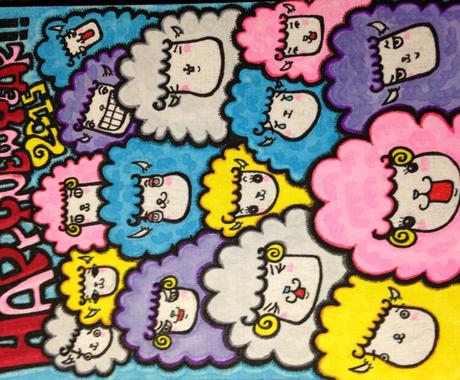 ポップなイラスト似顔絵を画用紙に描きます 誕生日プレゼントに喜ばれてます 似顔絵作成 ココナラ