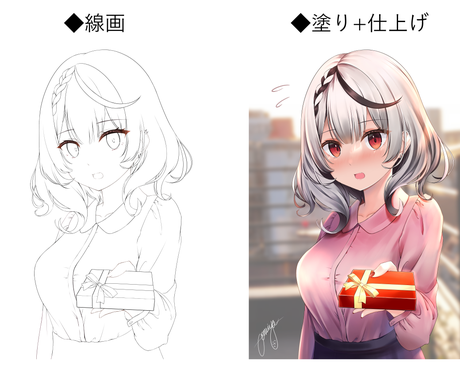 デジタル色塗り代行 線画を塗らせていただきます アニメ塗り リアルタッチ 流行の塗り 何でもご相談ください イラスト作成 ココナラ