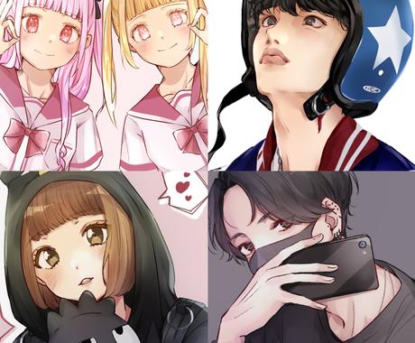 Snsのアイコンや動画イラスト等 制作致します ２人以上 可能 女の子 男の子のかわいいイラストが得意です アイコン作成 ココナラ