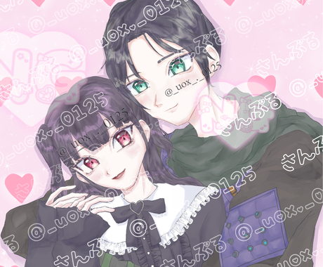 かわいい夢絵 カップルイラスト描きます 丁寧なやりとりに自信があります ラフ修正基本無制限 イラスト作成 ココナラ