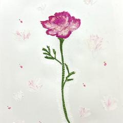 ピンクと白の柔らかな花の絵