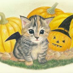 猫の背景いりイラスト