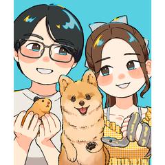人物＋動物イラスト
