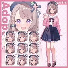 表情豊かなピンク×ネイビーなセーラー服の女の子