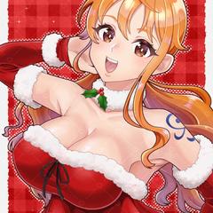 二次創作:ONEPIECEのナミのクリスマスイラスト