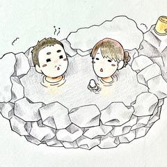 温泉に行った時の絵です。