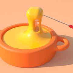 3DCG画像 チーズフォンデュ