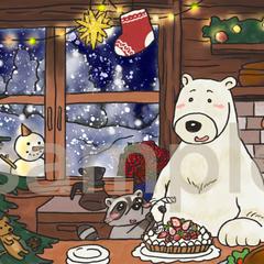 ゆるふわ動物のクリスマスイラスト