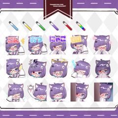 猫本にゃこさんのメンバーシップ用バッチとスタンプです