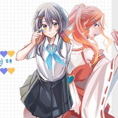 巫女風魔法少女に変身する女の子