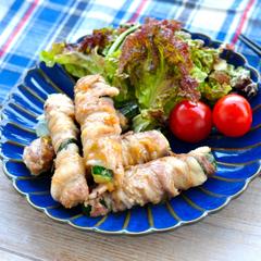 旬の食材を使った料理＊ズッキーニの肉しそまき