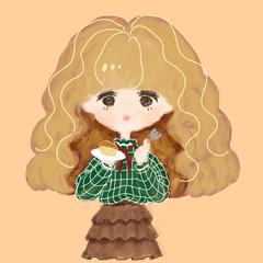 アイコン用　チーズケーキを食べるゆるふわ系女の子