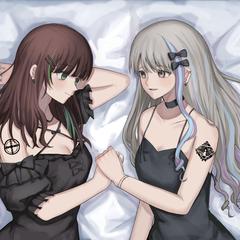 女の子二人のイラスト