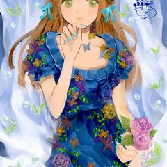 花×ドレス×青