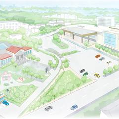 建築パース風　イラストマップ背景画