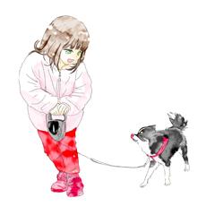 チワワと散歩