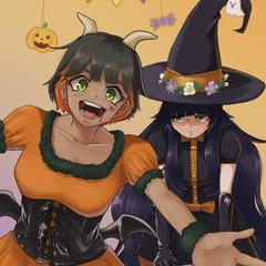 ハロウィンイラスト(女性キャラ)