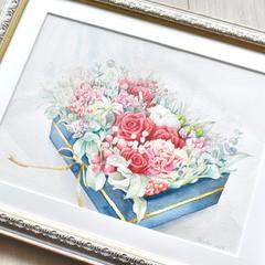 水彩画で制作したフラワーアレンジ原画