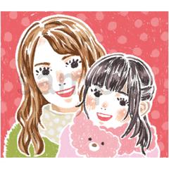親子の似顔絵