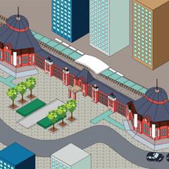 東京駅をテーマとしたアイソメトリックイラストを制作しました