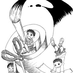 白黒手描きイラスト