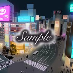 風景、街並み、ビル、夜、ネオン