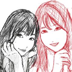 某女優をモデルに描いたの2人似顔絵