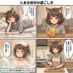 4コマ漫画（休日の過ごし方）