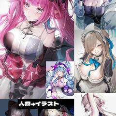 一枚絵、人物イラスト