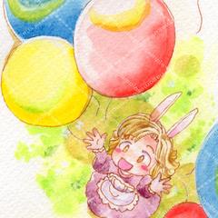 うさ耳娘と風船