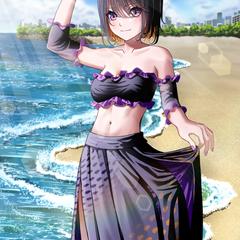 砂浜と女性