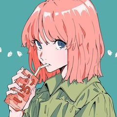 いちご牛乳を飲む女の子