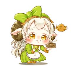 カフェで働くひつじの女の子デザイン