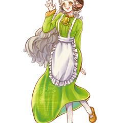 カフェで働く羊の女の子キャラクターデザイン立ち絵