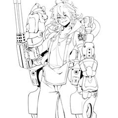 自作ゲームのキャラクターデザイン（線画）