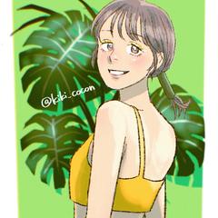 夏の女性のイラスト