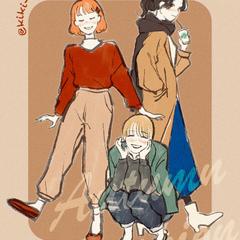 秋のファッションスケッチ
