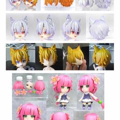 ねんどろいど用髪パーツ＆表情デカール製作例