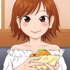 ハンバーガーを食べる女の子