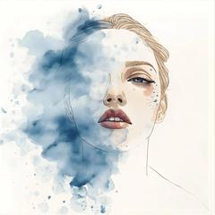 スキンケアする女性のイラスト