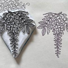 藤の花の消しゴムはんこ