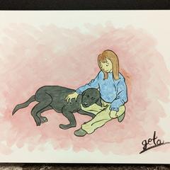 犬と女性