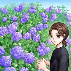 紫陽花と女の子の写真を参考にイラスト制作