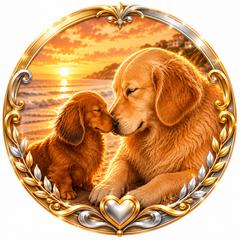 サンセットゴールド アイコンリング｜親子犬