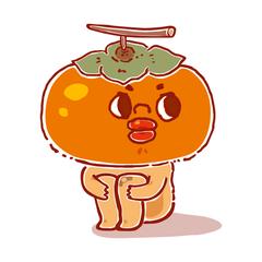 フルーツ屋さんの季節の果物(柿)キャラクター