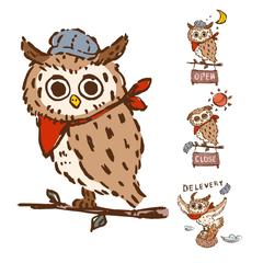 開店は夕方以降。夜営業のパン屋さんのマスコットキャラクター