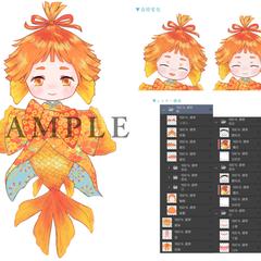 低頭身Live2Dモデルイラスト制作・パーツ分け