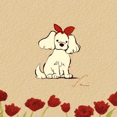 花と犬